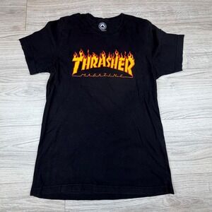 Thrasher Magazine Flame Logo T Shirt Black Men's Size M‎